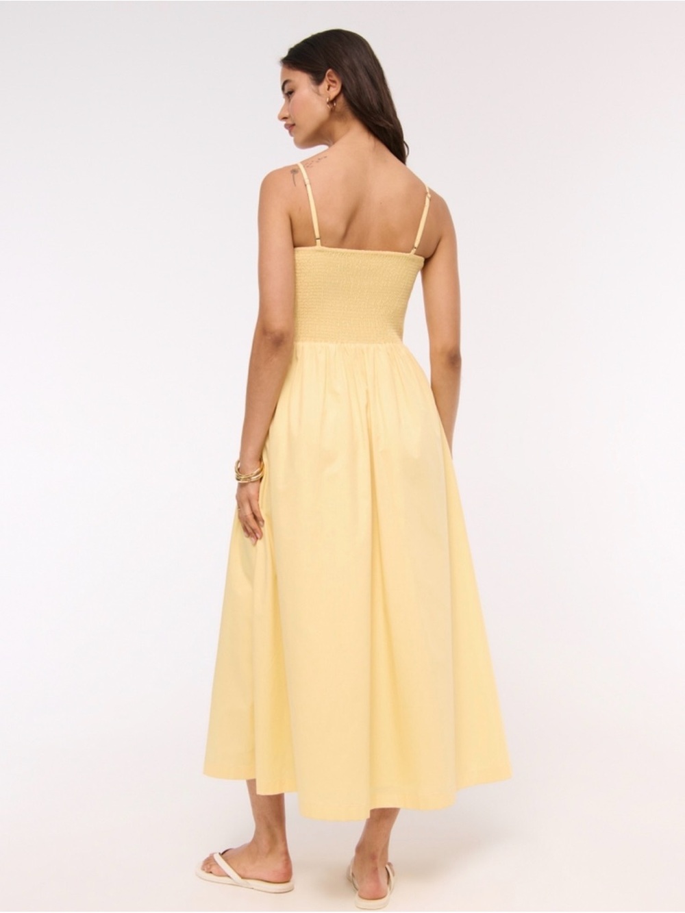 Abercrombie Yellow Smocked Bodice Midi Dress - NWT - Picture 4 of 6